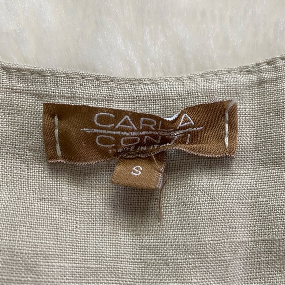 Carla Conti Italian Linen Swing Jacket Cardigan Crochet Accent - Picture 2 of 8